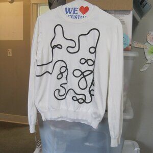 Black Piping Detail White Knit Sweater